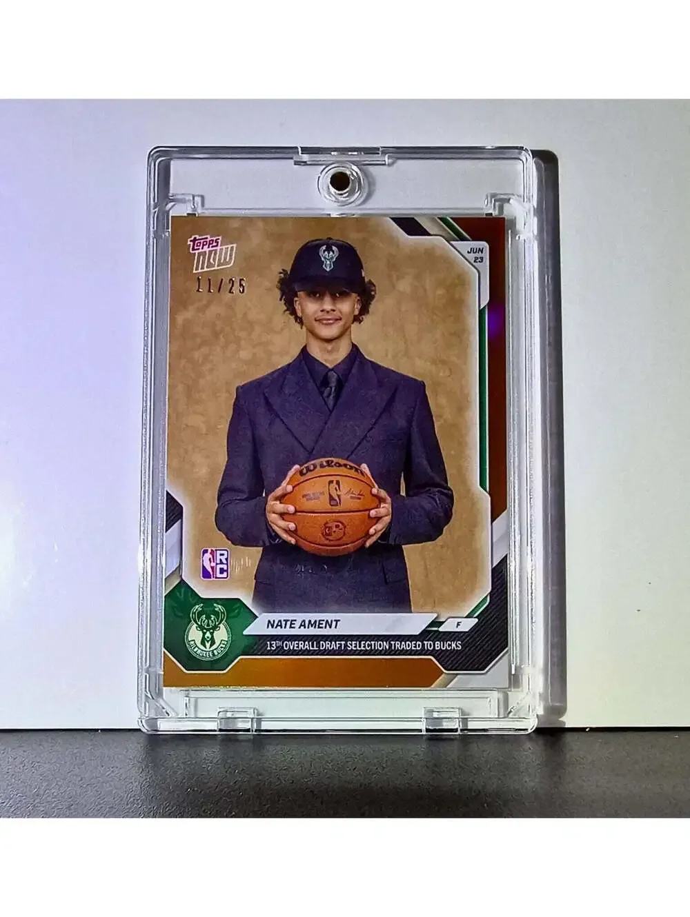 Nate Ament Rookie 2026-27 Topps NBA Draft Orange Foil 11/25 Card Milwaukee Bucks